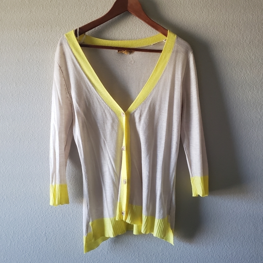 Love By Design Lightweight 3/4 Sleeve Button Up Sweater Top - Size Medium